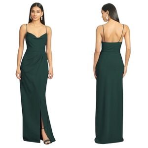 $285 NWT SACHIN & BABI Paulina Gown Emerald Green Maxi Dress Slit V-Neck SZ‎ 10